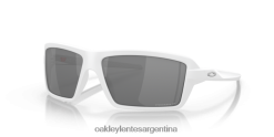 cables 4LDTTV674 lentes prizm polarizadas negras, montura blanca mate Oakley