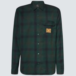 camisa de franela con calavera tc 4LDTTV2556 cheque verde Oakley