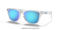 pieles de rana (ajuste de puente bajo) 4LDTTV817 lentes prizm de zafiro, montura transparente Oakley